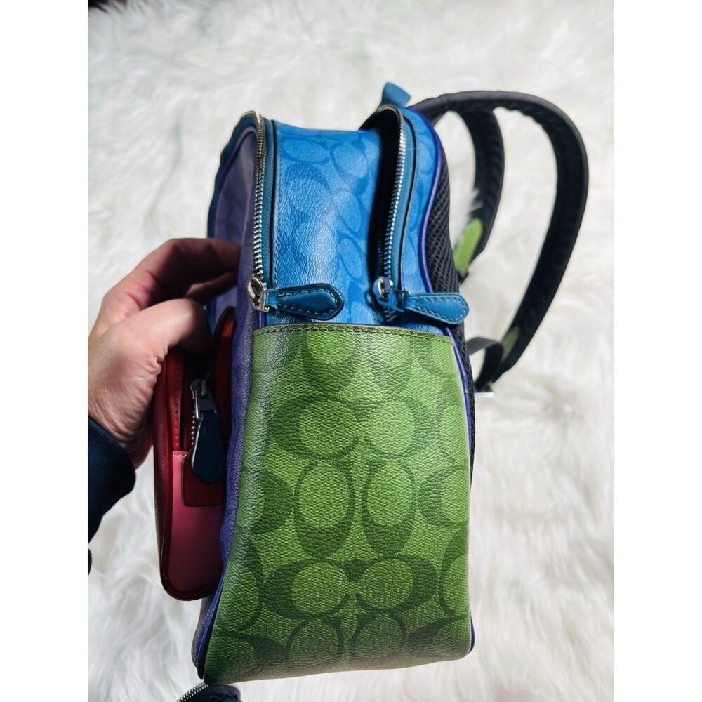 Coach RARE CA156 Court Backpack In Rainbow Signature Canvas Multi Hard To Find - Picture 13 of 15